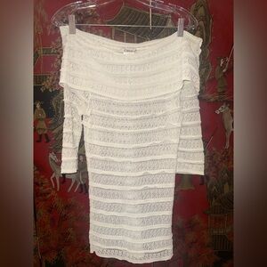 FAB CHLOE LACE OFF SHOULDER IVORY KNIT DRESS